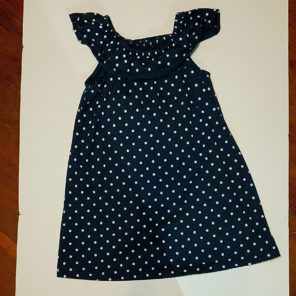 Wonder Nation Navy Blue Dress with White Polka Dots